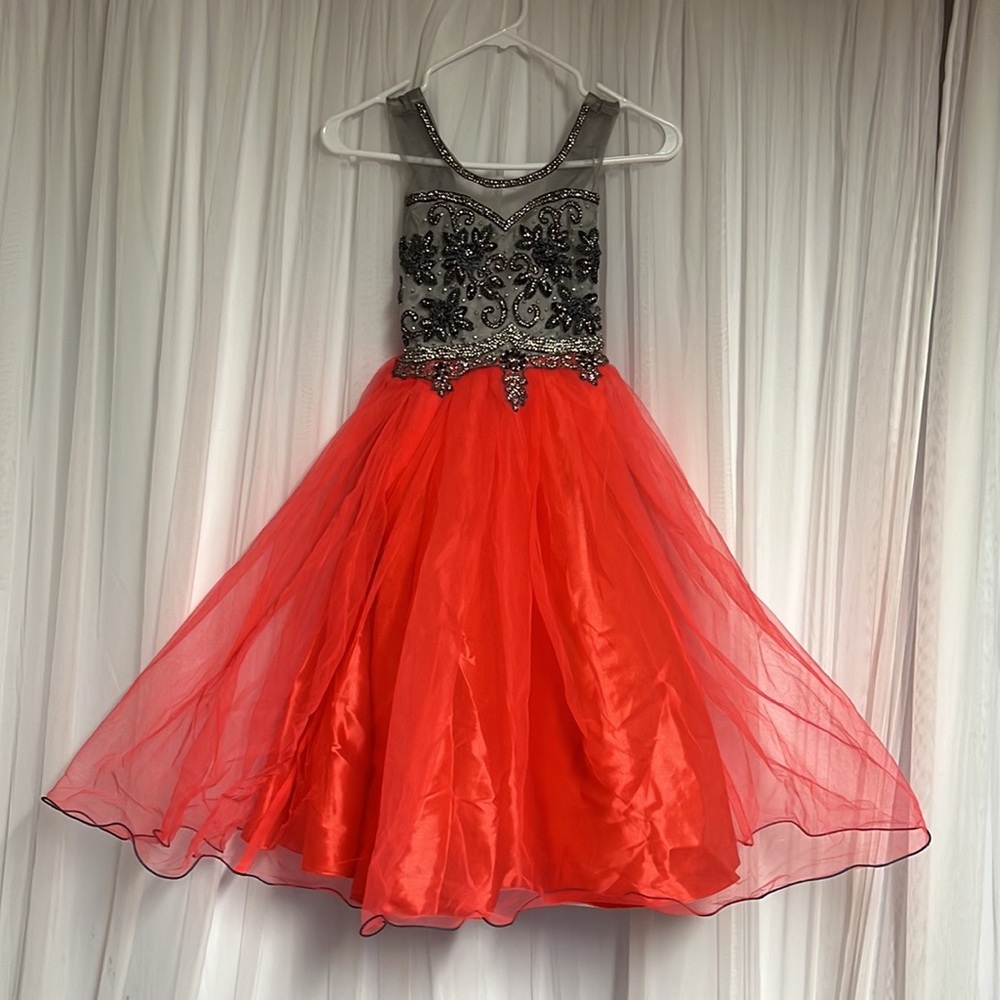 Little girl pink and gray Indian net dress